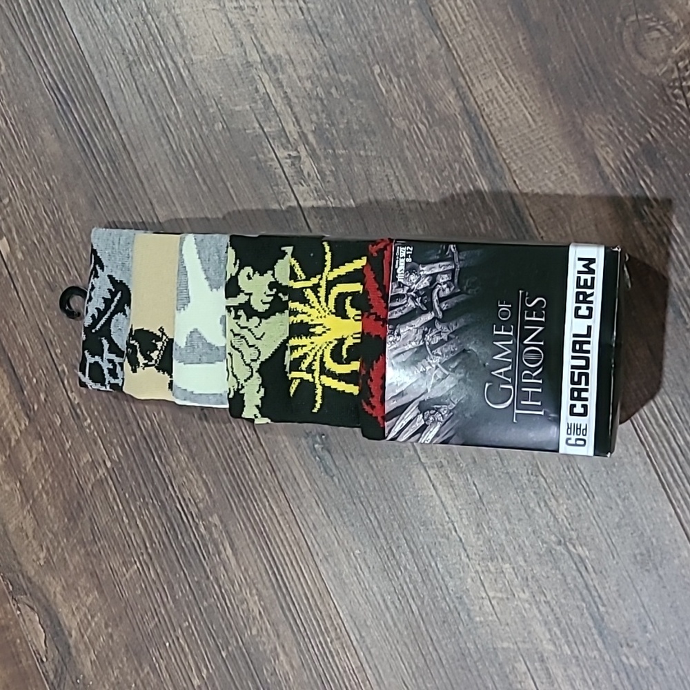 NIP HBO GOT Game of Thrones Mens Crew Dress Socks Pack of 6